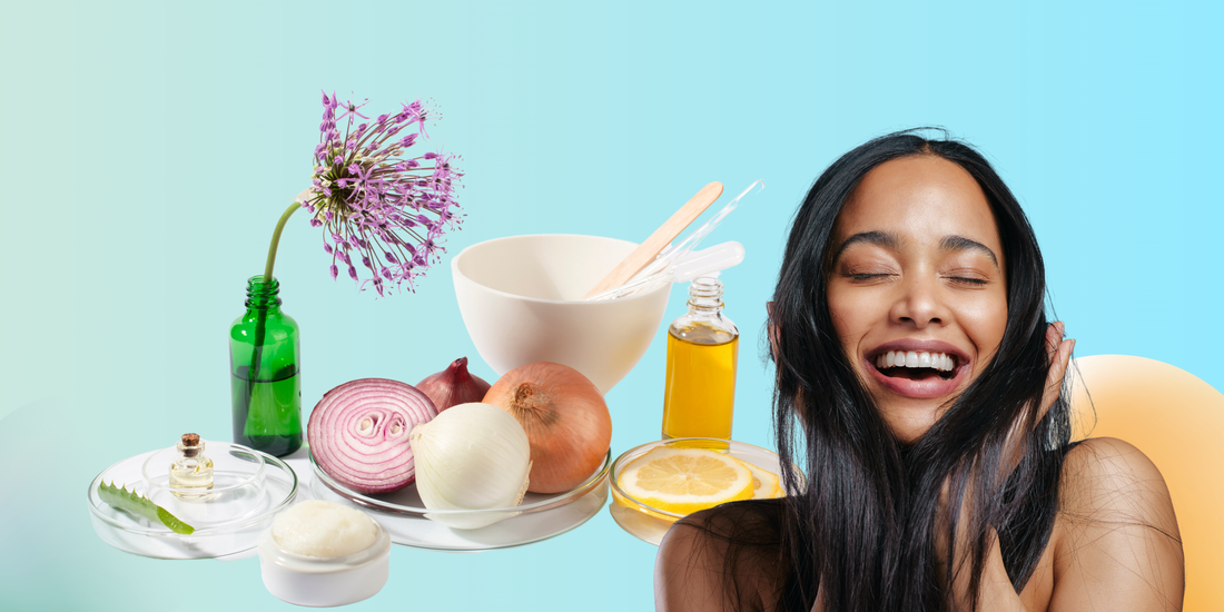 Happy woman with healthy hair growth showcasing Hair Superfood effect